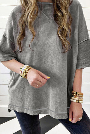 Open image in slideshow, Mineral Wash Exposed Seam Drop Shoulder Oversized Tee
